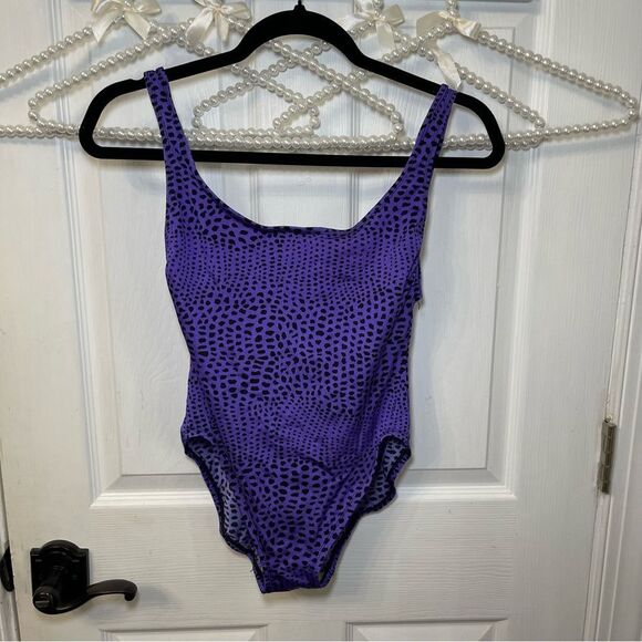 Vintage Cheetah + Purple Harbour Casuals One Piece Swinsuit 90s - Picture 1 of 10